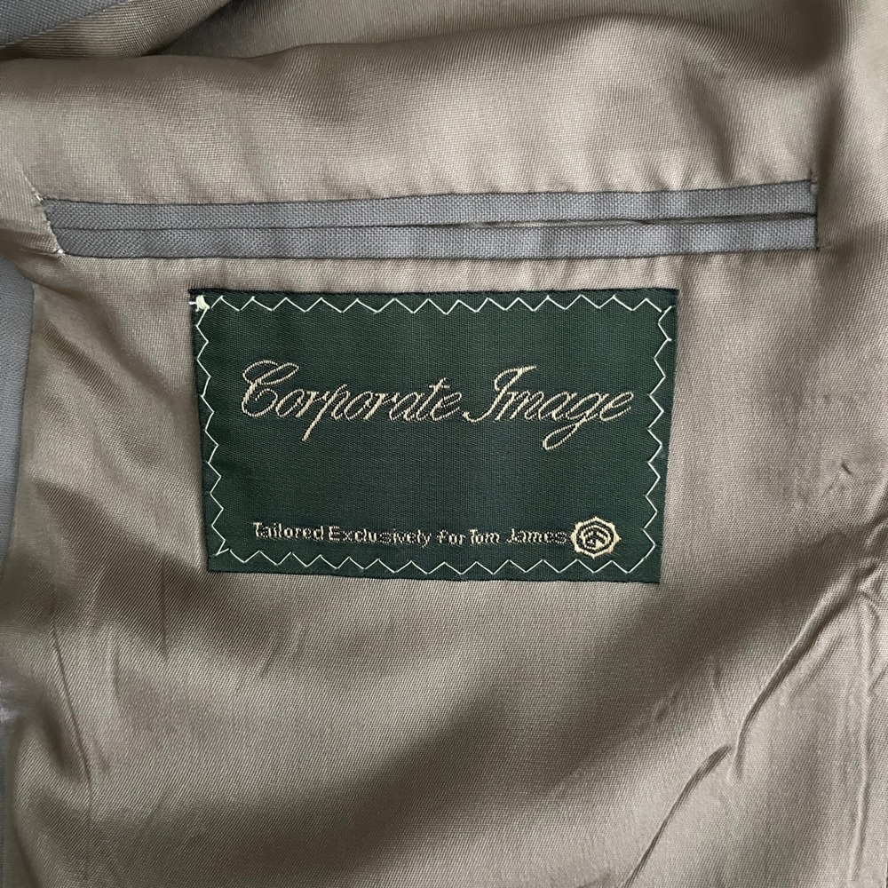 Tom James Suit Mens 40R 32x27 Tan Solid Wool Pleated 2 Button - Picture 4 of 6